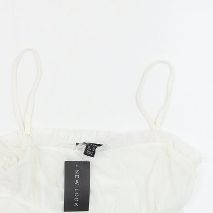 Womens UK Size 14 New Look White Cropped Tank
