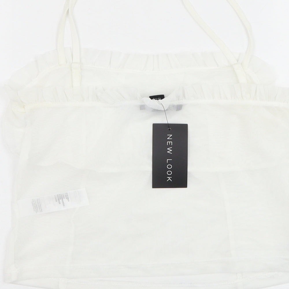 Womens UK Size 14 New Look White Cropped Tank