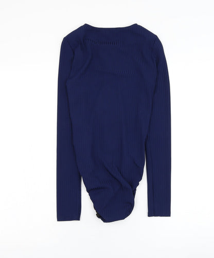 Missguided Womens Blue  Polyester Bodysuit One-Piece Size 10  Hook & Loop