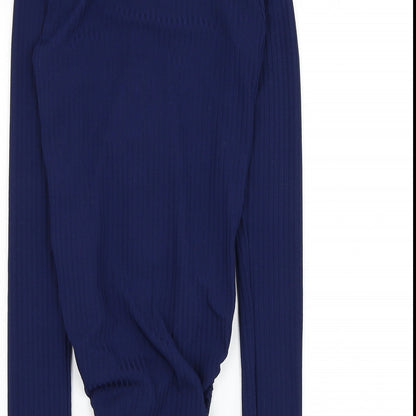 Missguided Womens Blue  Polyester Bodysuit One-Piece Size 10  Hook & Loop