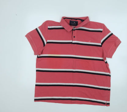 STONE BAY Mens Pink Striped Cotton  Polo Size XL Collared