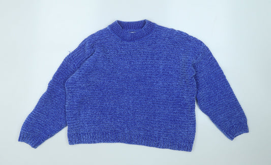 lefties Womens Blue Mock Neck  Polyester Pullover Jumper Size M