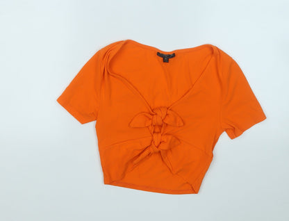 Womens UK Size 8 Topshop Orange Basic T-Shirt