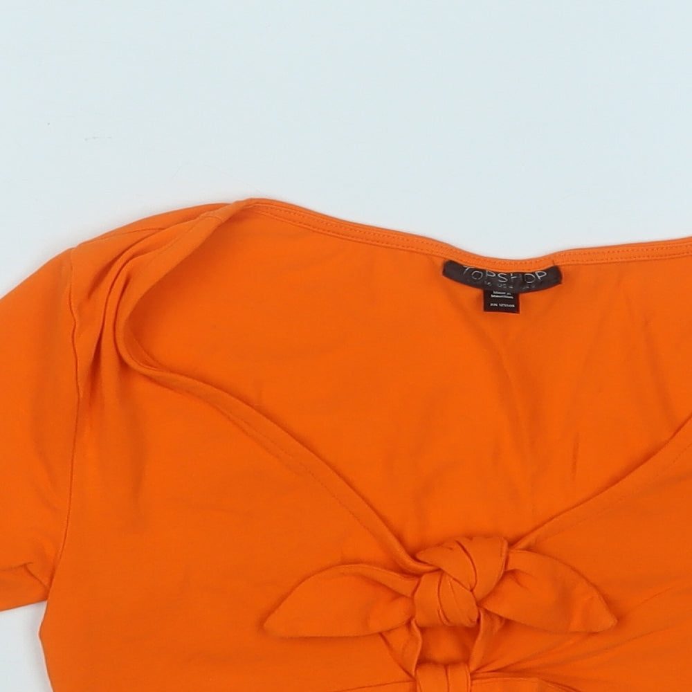 Womens UK Size 8 Topshop Orange Basic T-Shirt