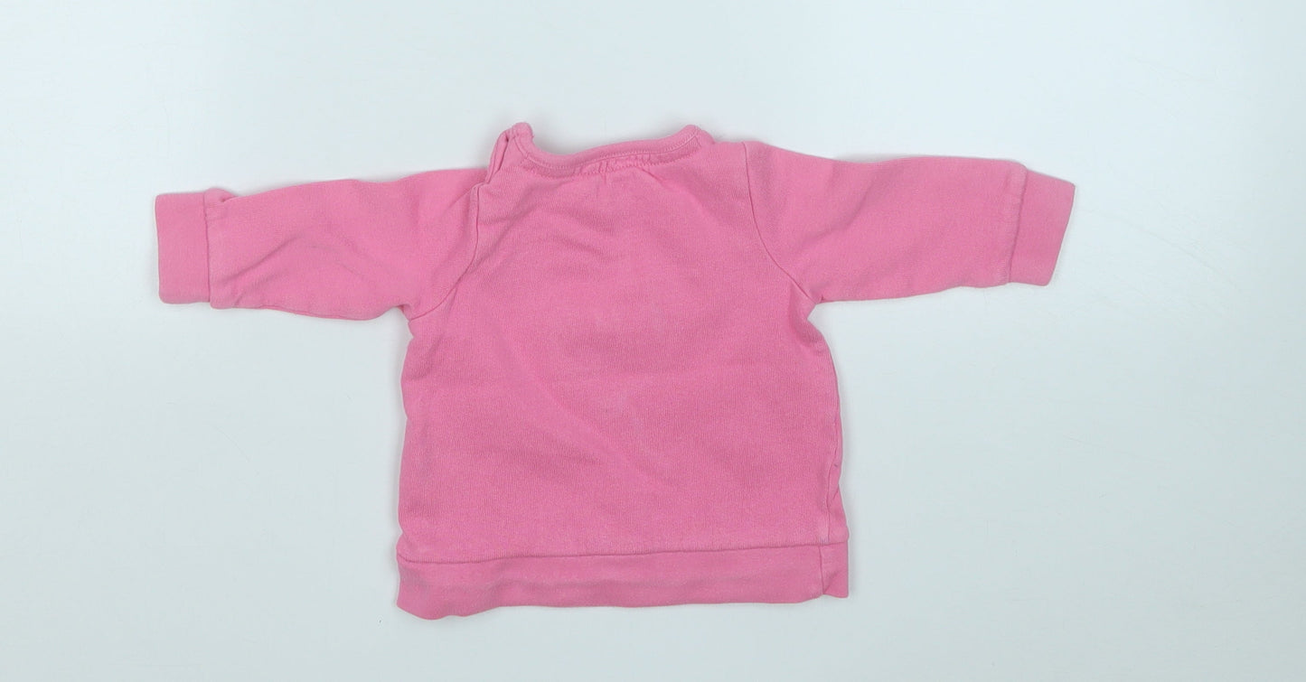 F&F Girls Pink  Cotton Pullover Jumper Size 0-3 Months