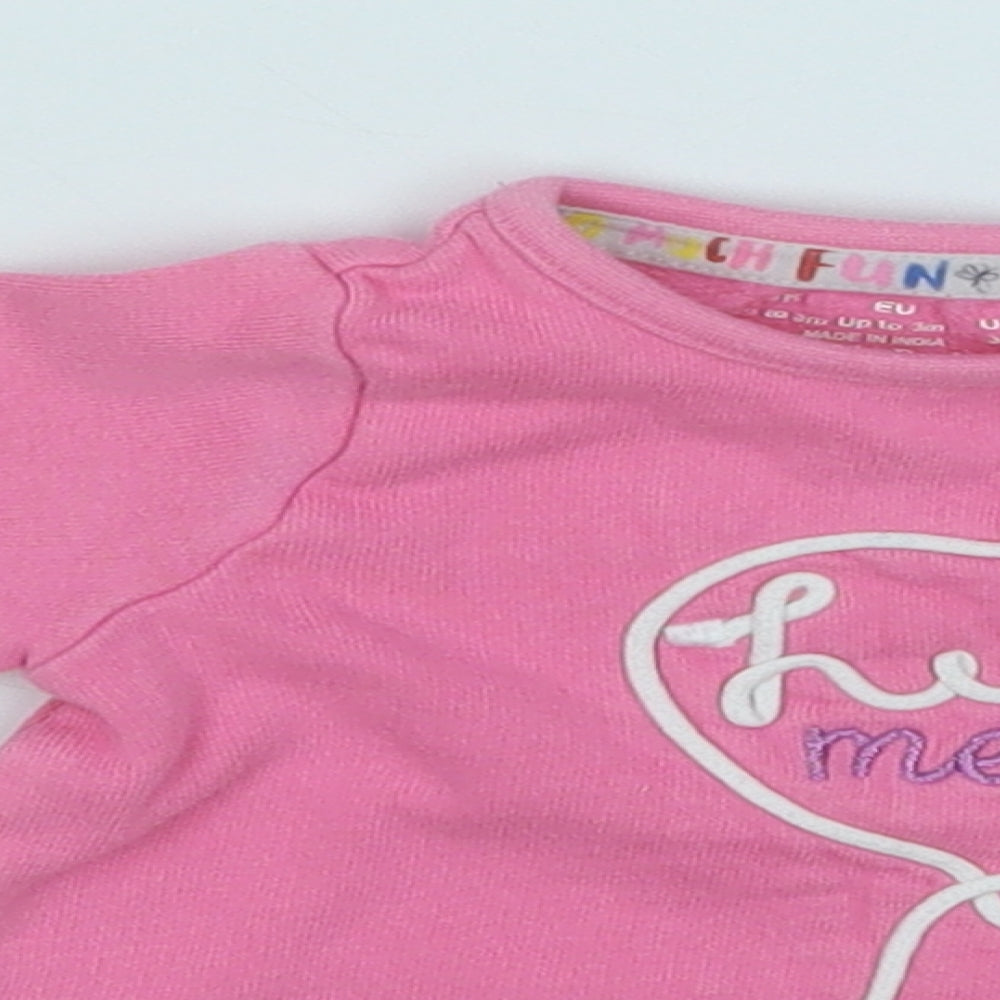 F&F Girls Pink  Cotton Pullover Jumper Size 0-3 Months