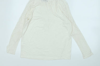 SheIn Womens White Round Neck  Polyester Pullover Jumper Size S