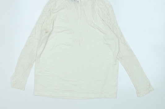 SheIn Womens White Round Neck  Polyester Pullover Jumper Size S