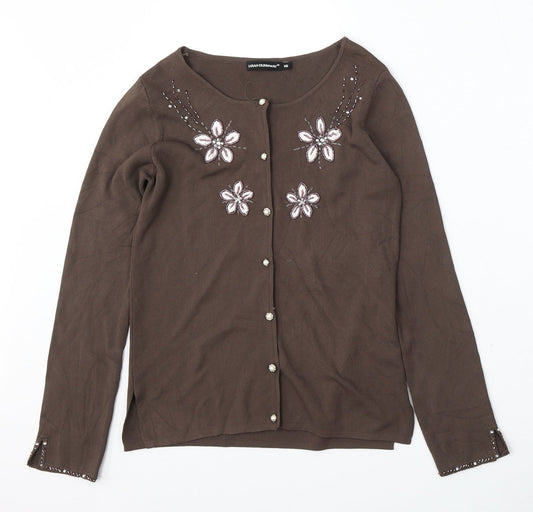 Womens UK Size M Sarah Dunnway Brown Cardigan Jumper