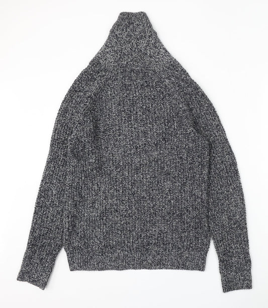 H&M Mens Grey Mock Neck  Acrylic Pullover Jumper Size M