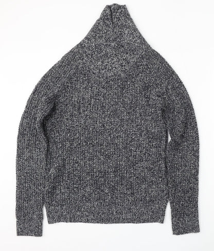 H&M Mens Grey Mock Neck  Acrylic Pullover Jumper Size M