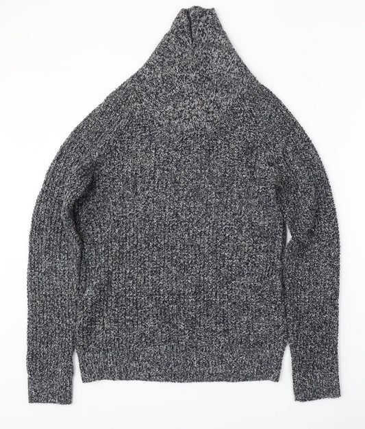H&M Mens Grey Mock Neck  Acrylic Pullover Jumper Size M