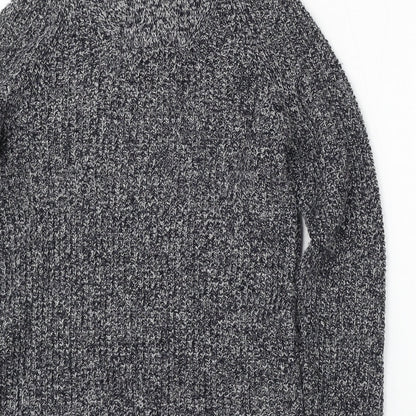 H&M Mens Grey Mock Neck  Acrylic Pullover Jumper Size M