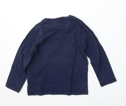 Marks and Spencer Boys Blue  Cotton Basic T-Shirt Size 2-3 Years Round Neck