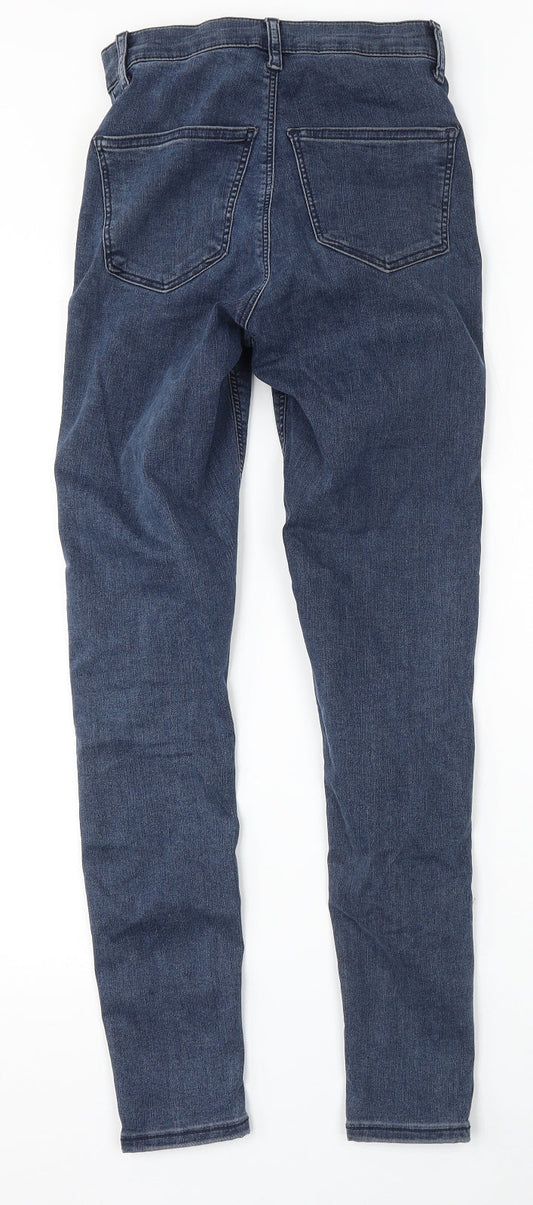 Topshop Womens Blue  Cotton Skinny Jeans Size 26 L32 in Regular