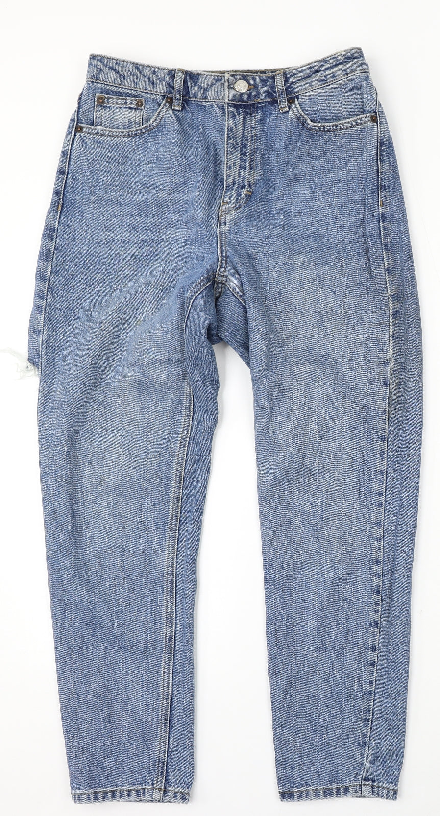 Topshop Womens Blue  Cotton Straight Jeans Size 28 L30 in Regular Button