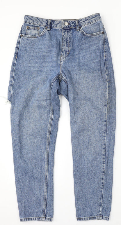 Topshop Womens Blue  Cotton Straight Jeans Size 28 L30 in Regular Button