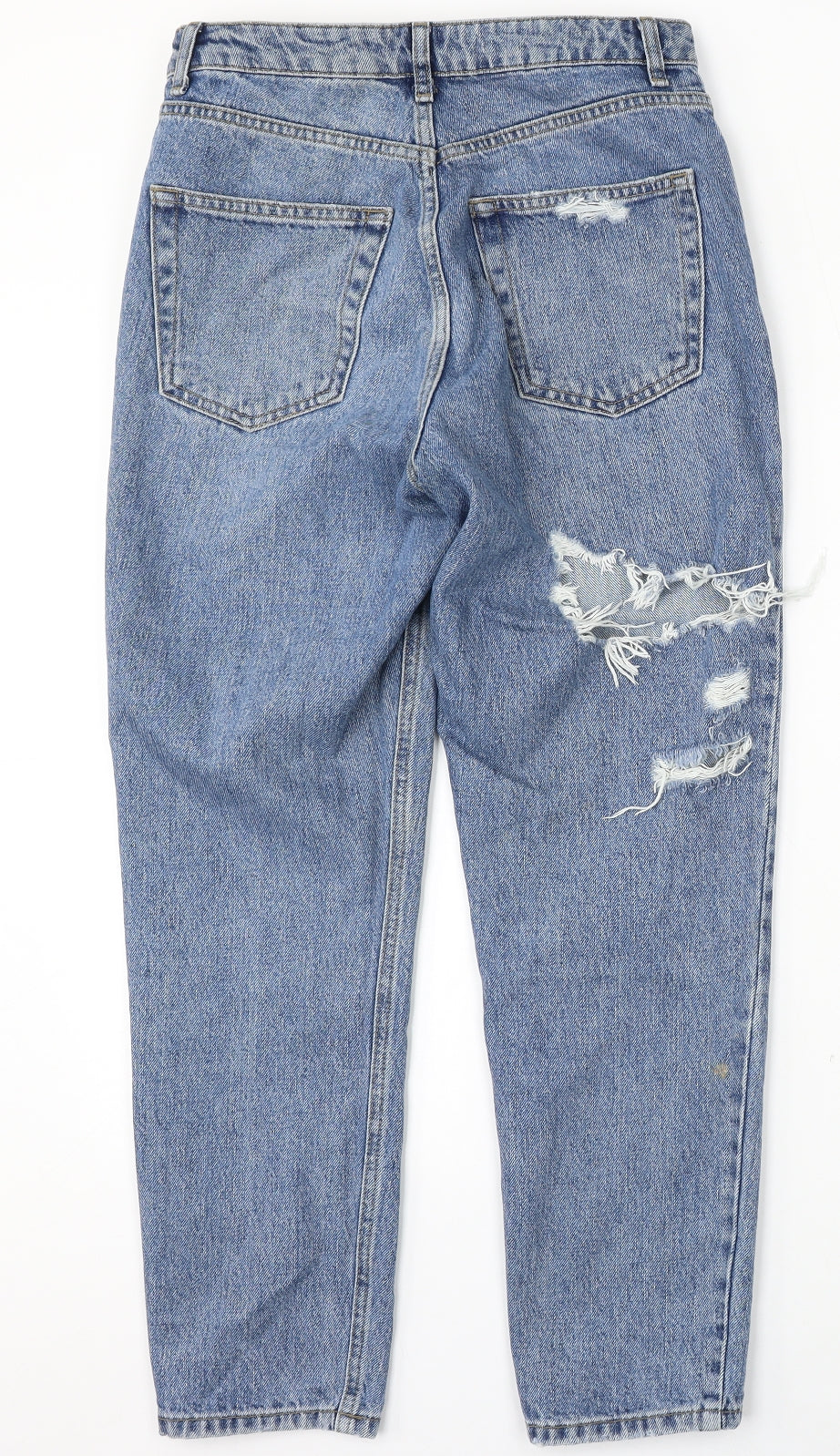 Topshop Womens Blue  Cotton Straight Jeans Size 28 L30 in Regular Button