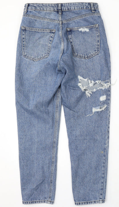 Topshop Womens Blue  Cotton Straight Jeans Size 28 L30 in Regular Button