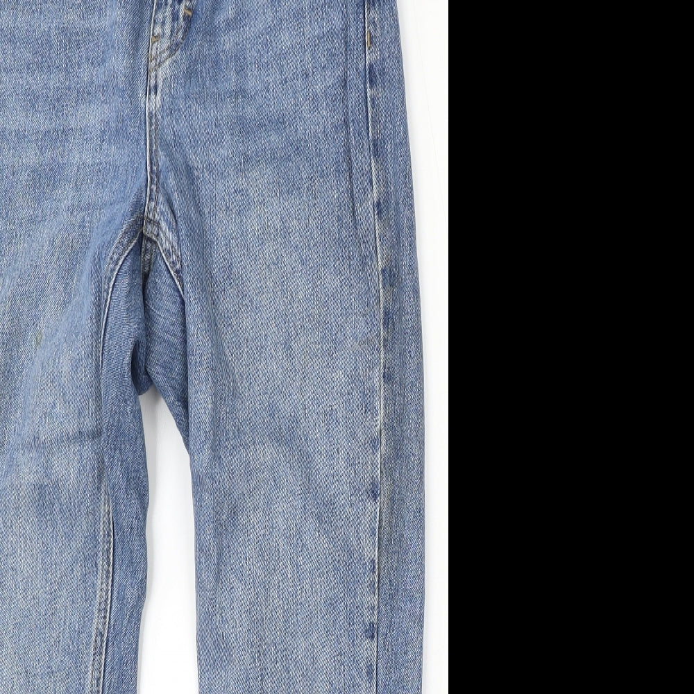 Topshop Womens Blue  Cotton Straight Jeans Size 28 L30 in Regular Button