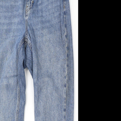 Topshop Womens Blue  Cotton Straight Jeans Size 28 L30 in Regular Button