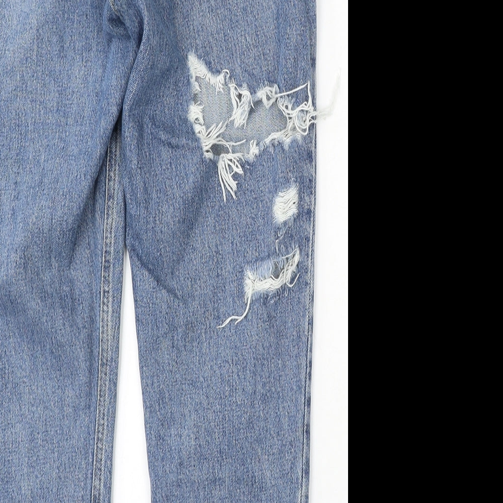 Topshop Womens Blue  Cotton Straight Jeans Size 28 L30 in Regular Button