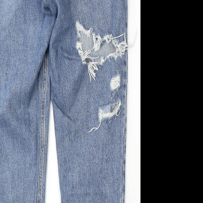 Topshop Womens Blue  Cotton Straight Jeans Size 28 L30 in Regular Button