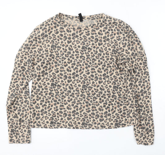 Divided by H&M Womens Multicoloured Round Neck Animal Print Viscose Pullover Jumper Size S