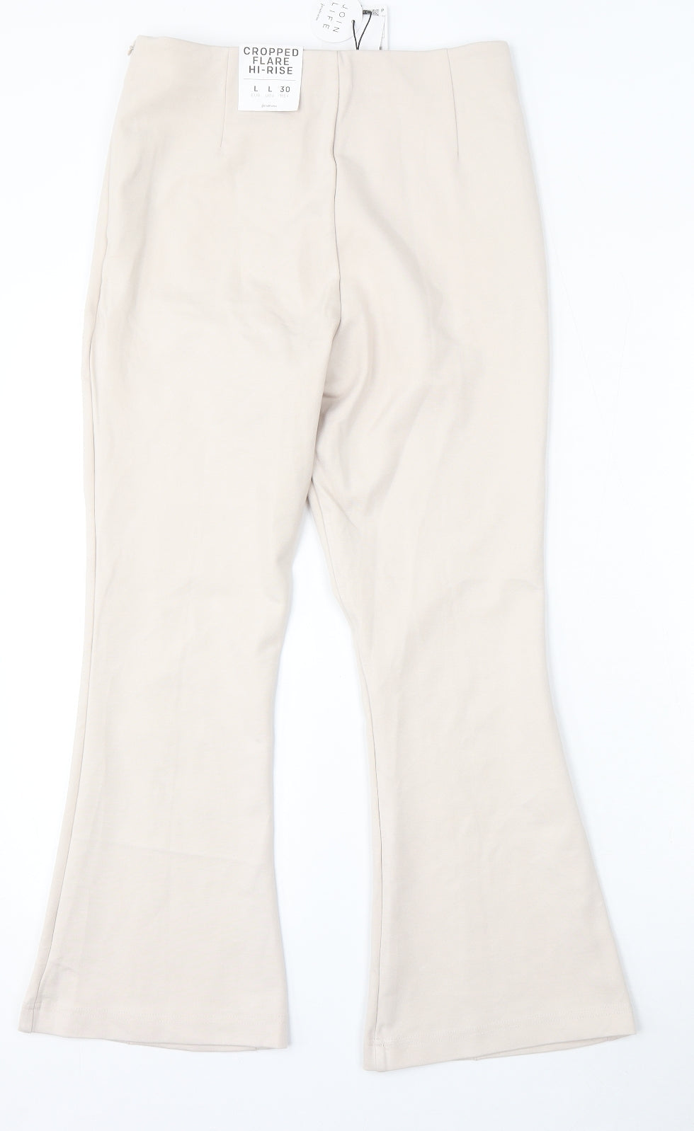 Womens UK Size L Stradivarius Regular Fit Flared Beige Jeans