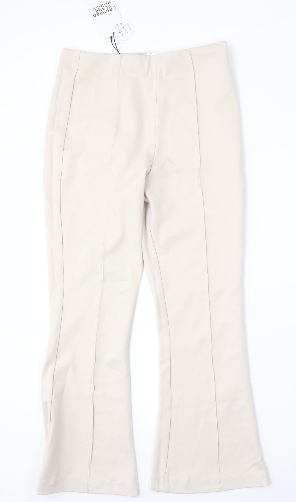 Womens UK Size L Stradivarius Regular Fit Flared Beige Jeans