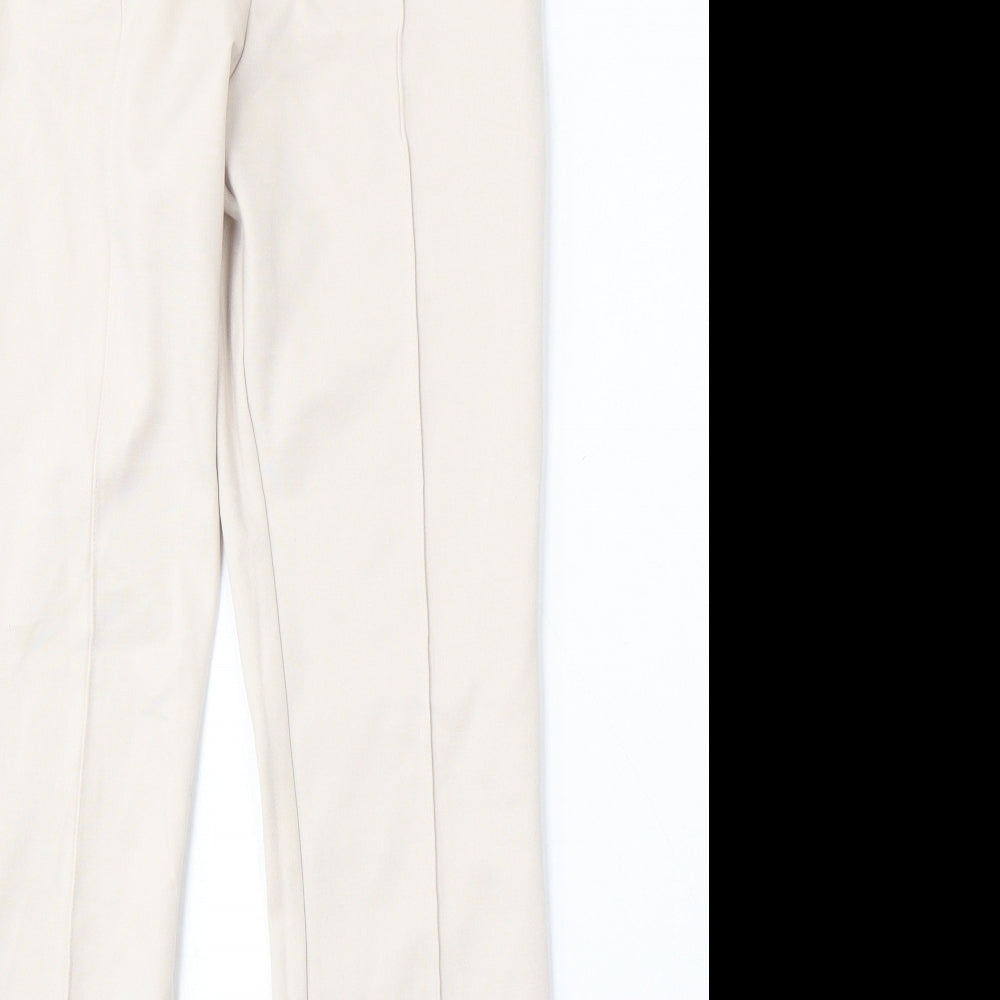 Womens UK Size L Stradivarius Regular Fit Flared Beige Jeans
