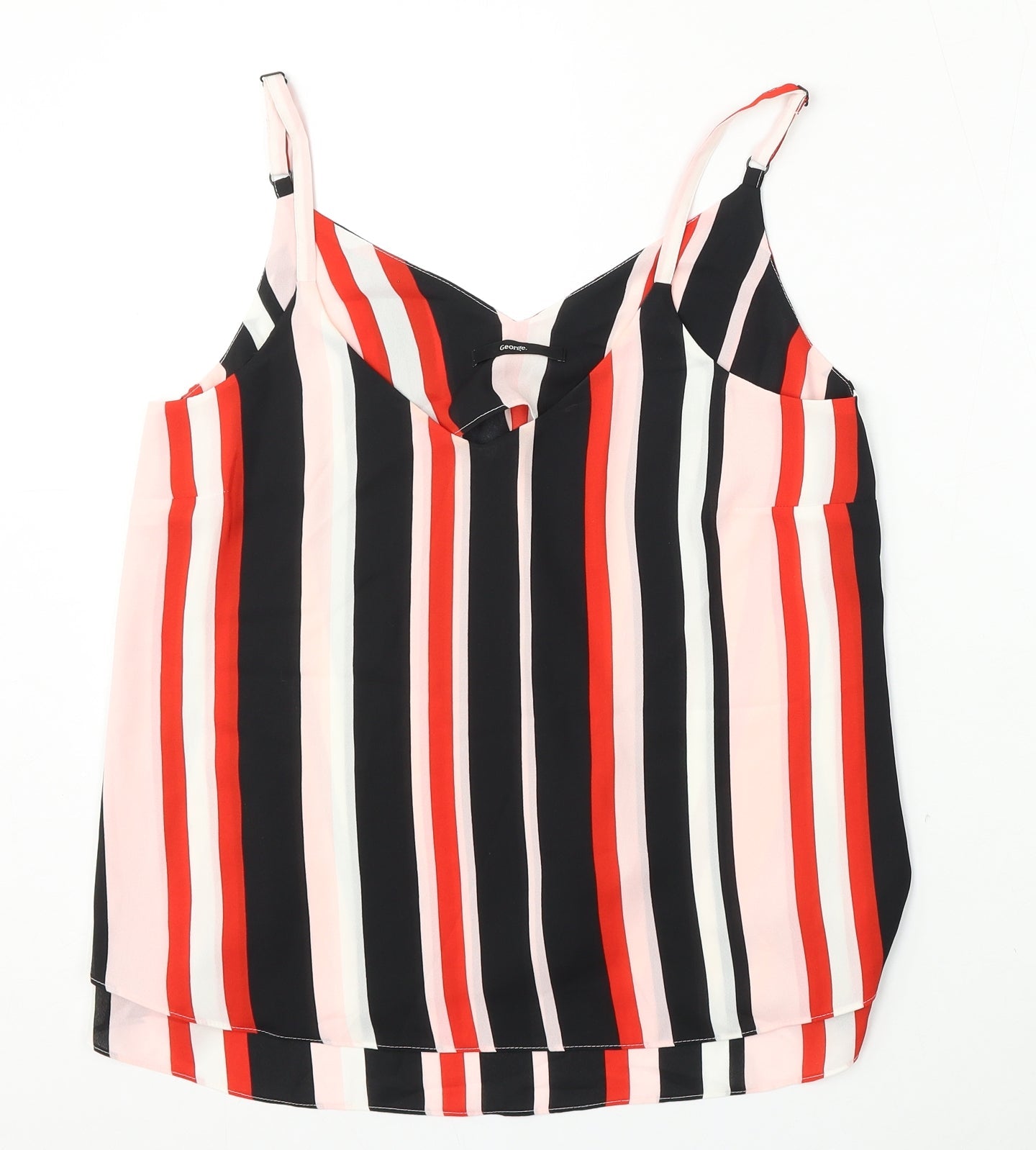 George Womens Multicoloured Striped Polyester Basic Blouse Size 10 Round Neck