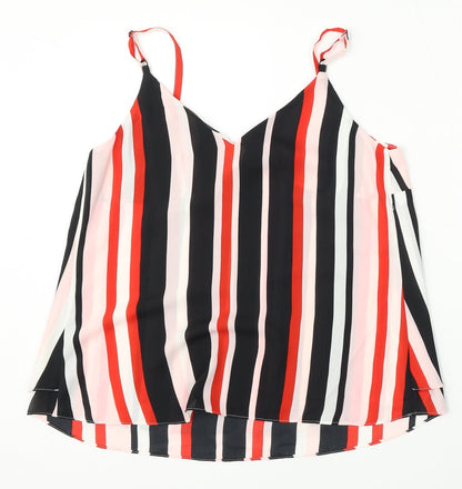 George Womens Multicoloured Striped Polyester Basic Blouse Size 10 Round Neck