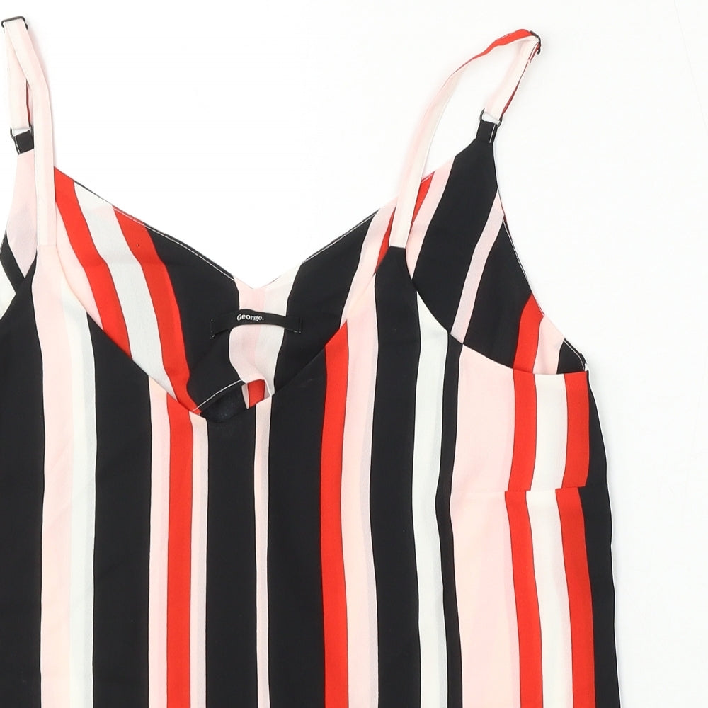 George Womens Multicoloured Striped Polyester Basic Blouse Size 10 Round Neck