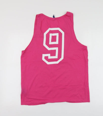 H&M Womens Pink Geometric Cotton Basic Polo Size M Round Neck
