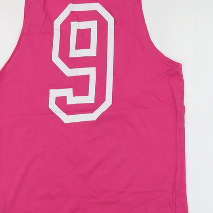 H&M Womens Pink Geometric Cotton Basic Polo Size M Round Neck