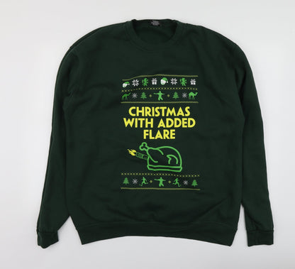 RTX  Mens Green Geometric Polyester Pullover Hoodie Size 2XL   - Santa Hoodie