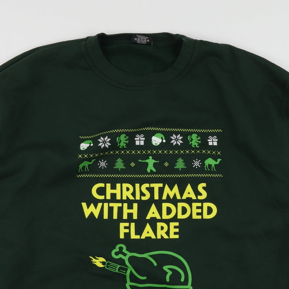 RTX  Mens Green Geometric Polyester Pullover Hoodie Size 2XL   - Santa Hoodie