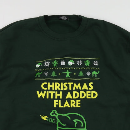 RTX  Mens Green Geometric Polyester Pullover Hoodie Size 2XL   - Santa Hoodie