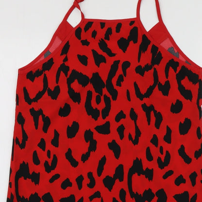 SheIn Womens Red Animal Print Polyester Basic T-Shirt Size S V-Neck
