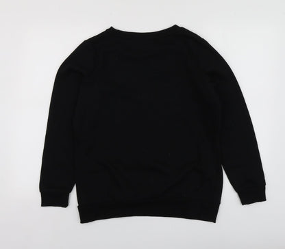 F&F Womens Black Geometric Polyester Pullover Hoodie Size 10