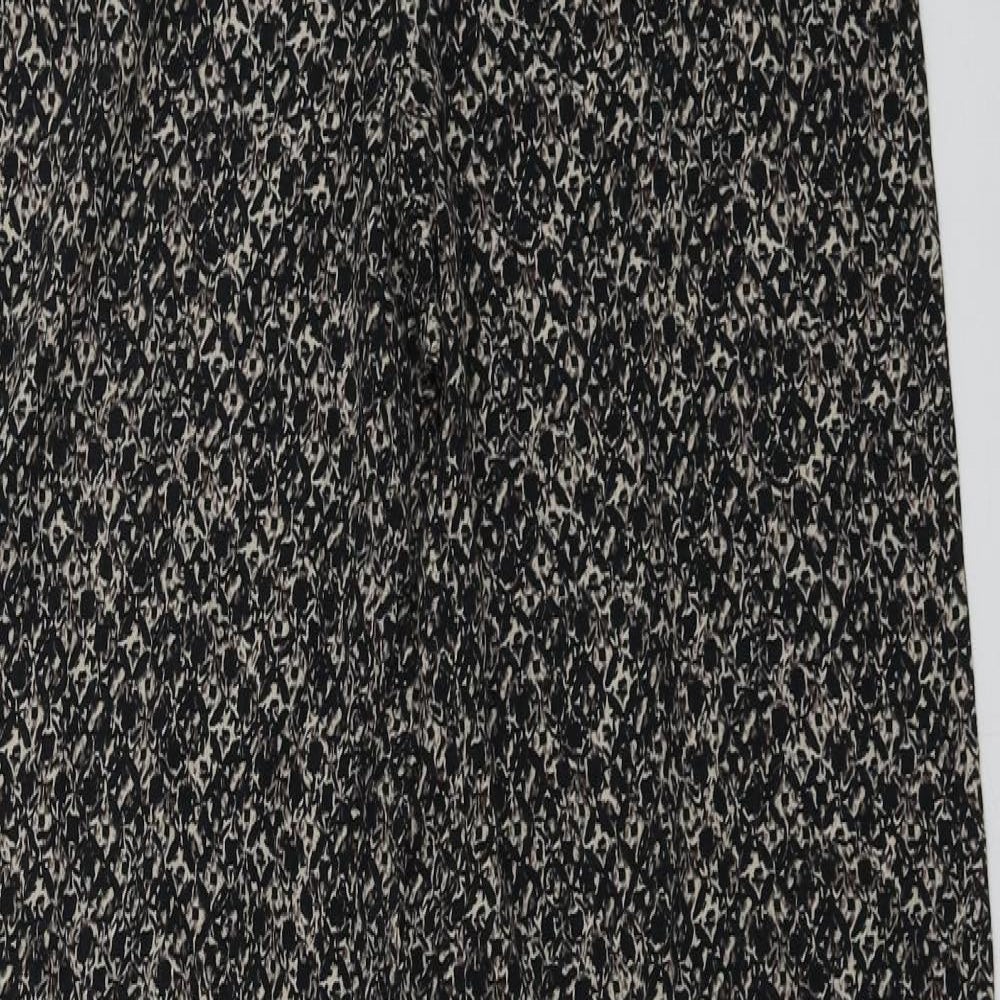 M&S Womens Black Geometric Viscose Trousers  Size 8 L28 in Regular
