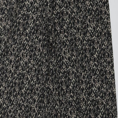 M&S Womens Black Geometric Viscose Trousers  Size 8 L28 in Regular