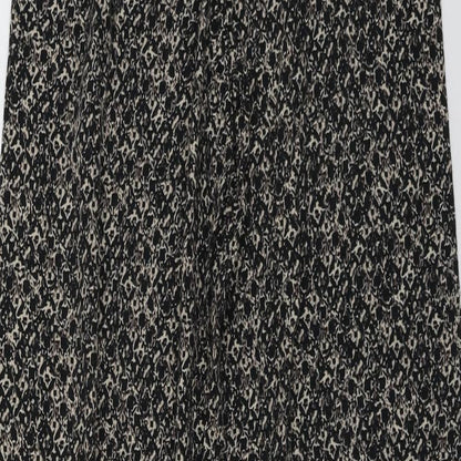 M&S Womens Black Geometric Viscose Trousers  Size 8 L28 in Regular