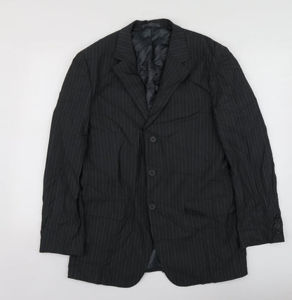 Butlera and Webb Mens Grey Striped Polyester Jacket Suit Jacket Size 38