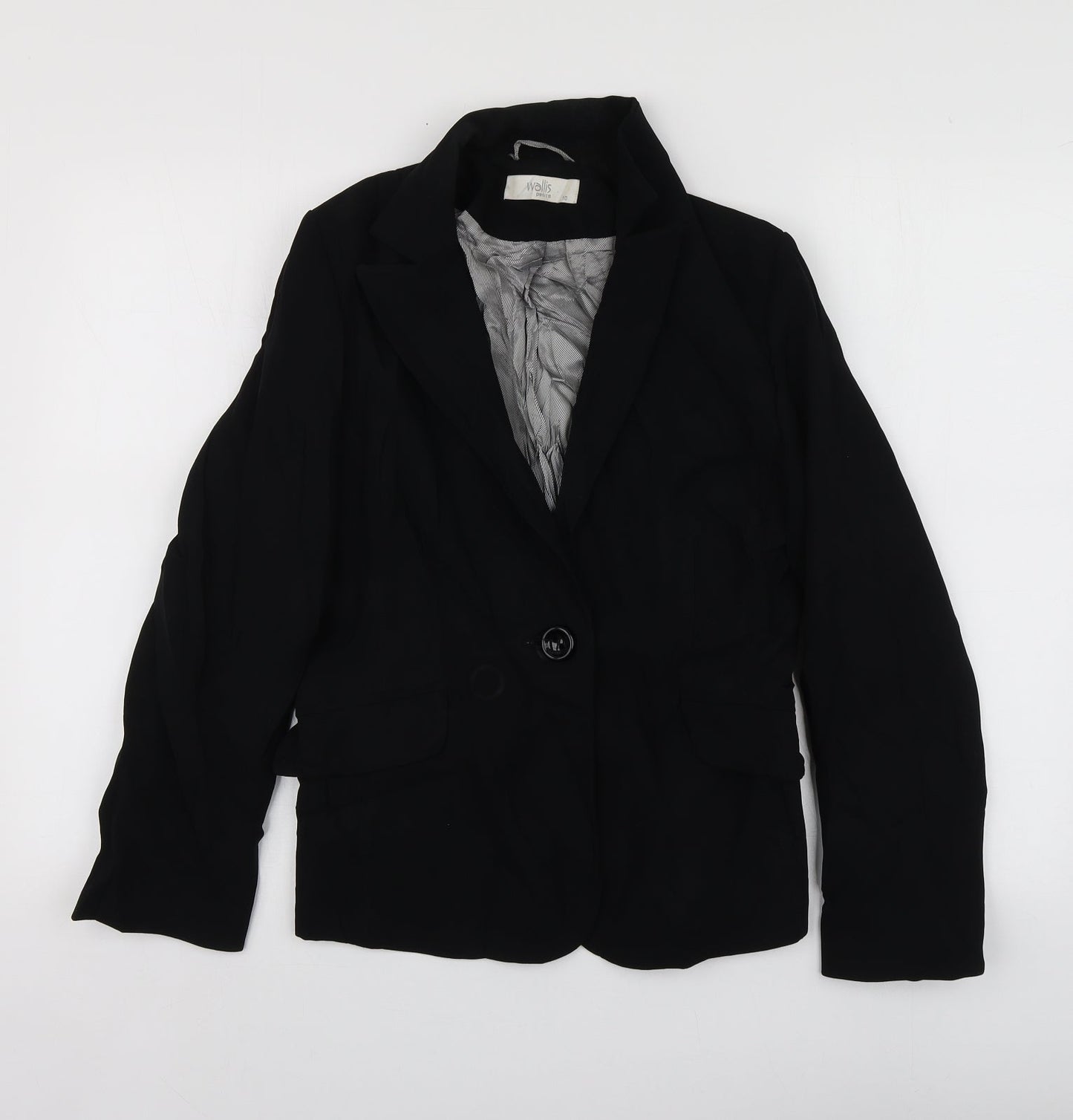 Wallis  Womens Black  Polyester Jacket Suit Jacket Size 10