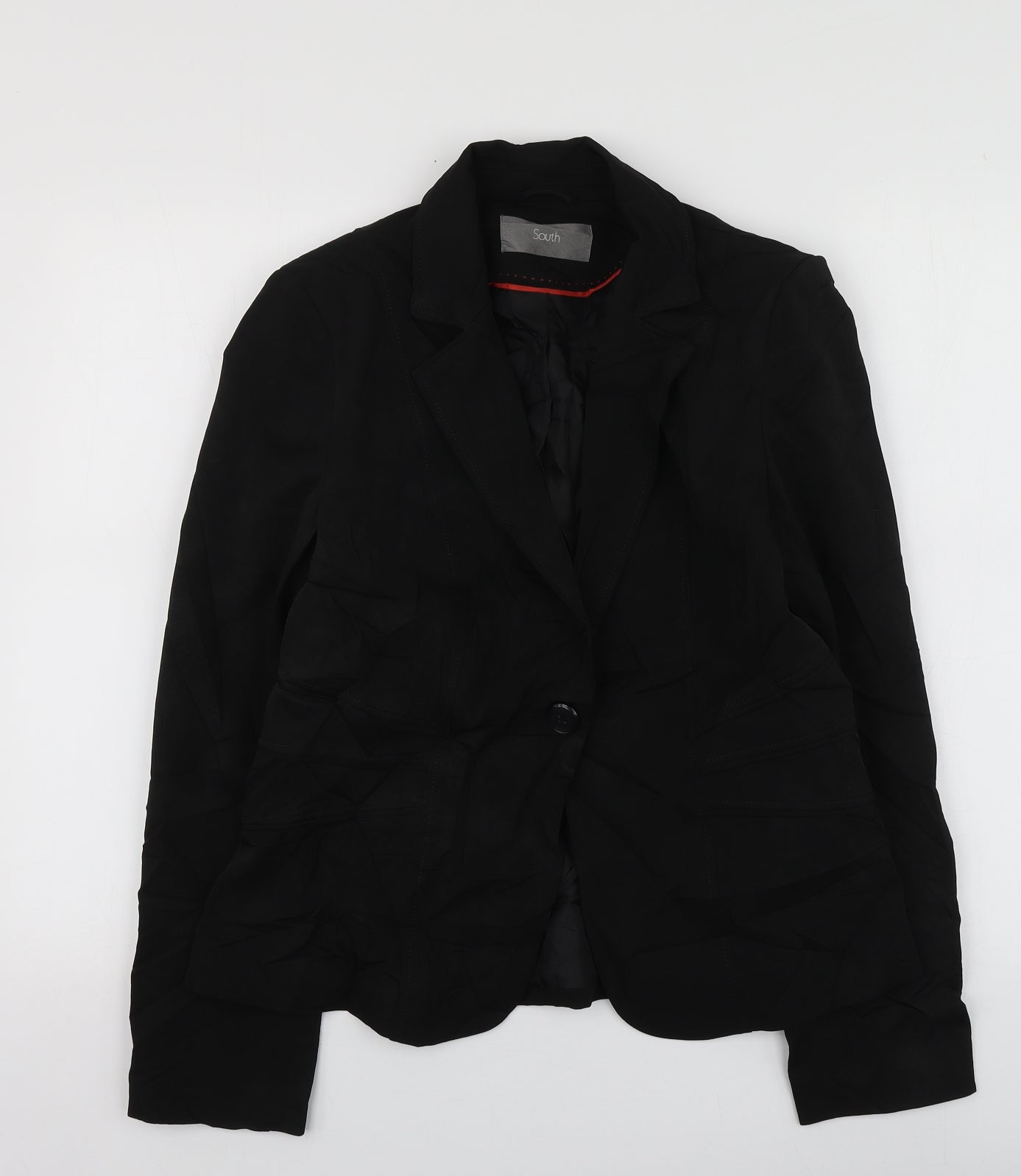 South Womens Black  Polyester Jacket Suit Jacket Size 14