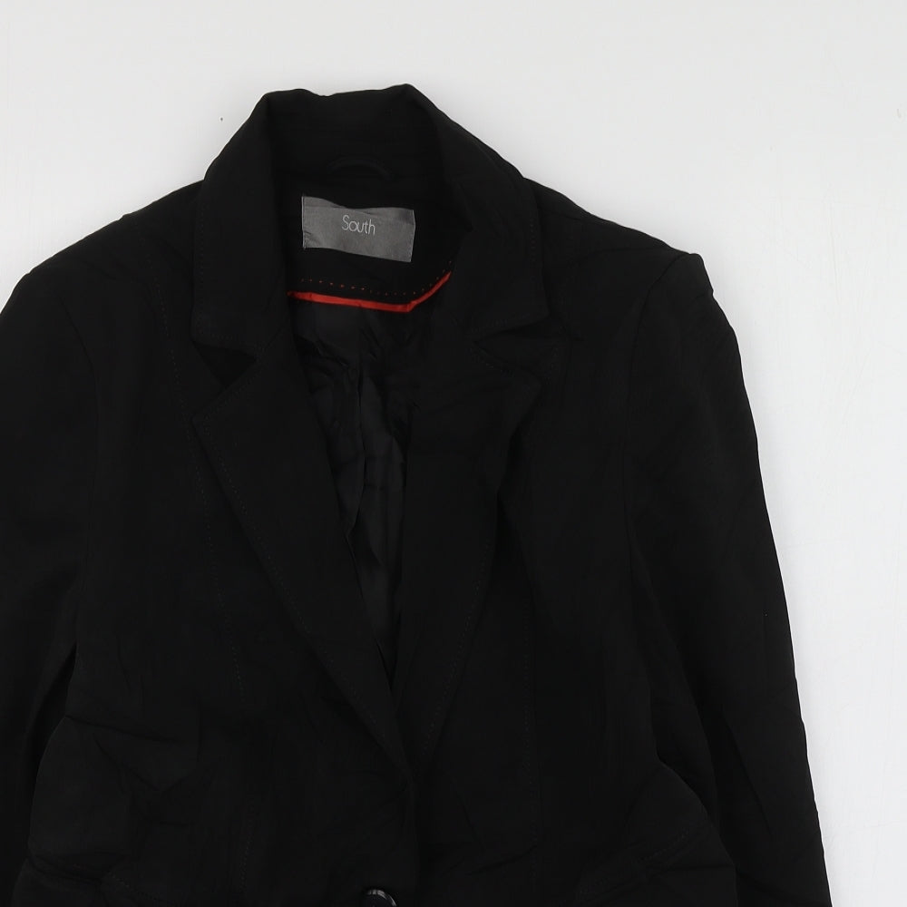 South Womens Black  Polyester Jacket Suit Jacket Size 14
