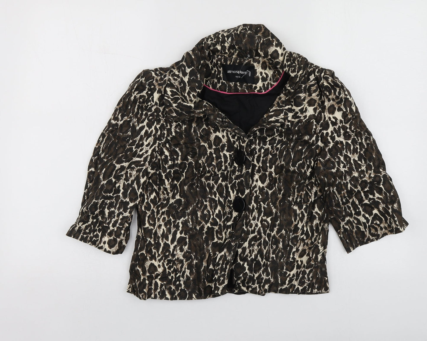 Atmosphere Womens Brown Animal Print Cotton Jacket Suit Jacket Size 10