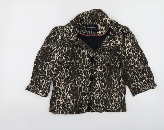 Atmosphere Womens Brown Animal Print Cotton Jacket Suit Jacket Size 10